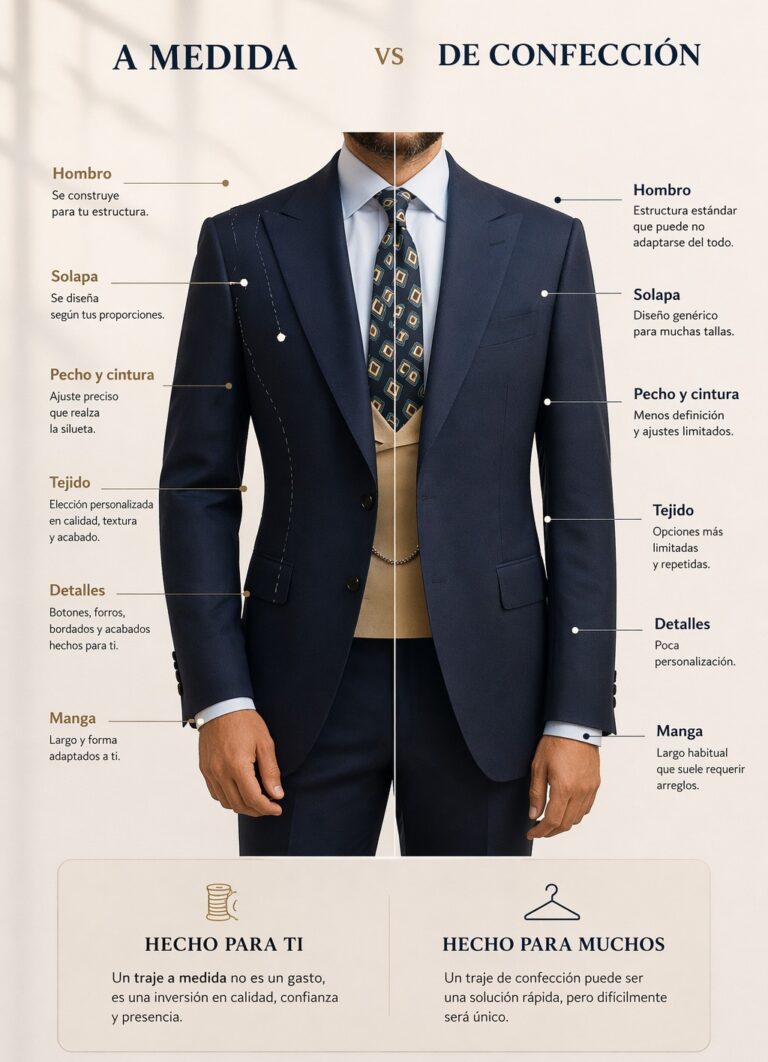 infografía traje a medida vs traje de confección